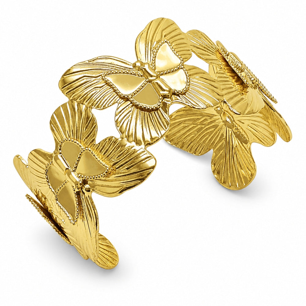 Oro Laminado Individual Bangle, Gold Filled Style Butterfly Design, Polished, Golden Finish