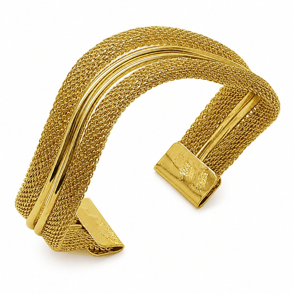 Oro Laminado Individual Bangle, Gold Filled Style Hollow Design, Polished, Golden Finish