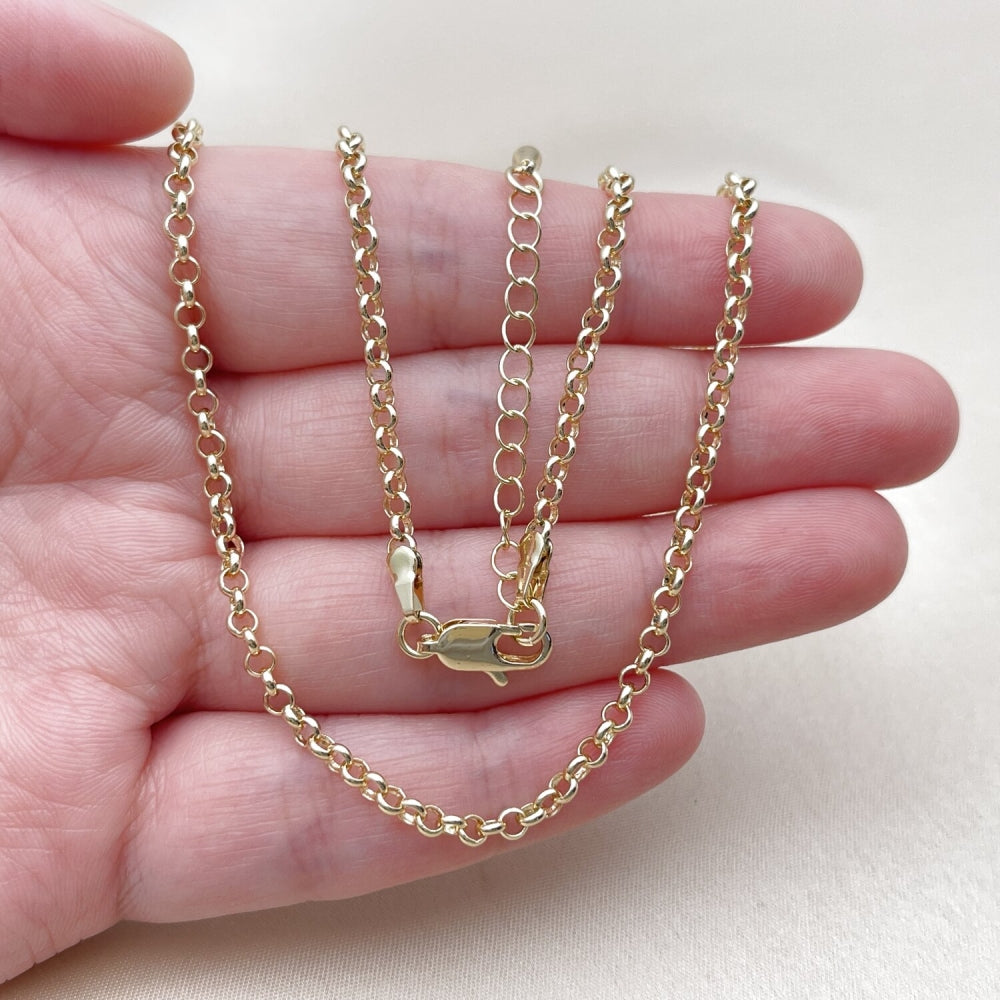Oro Laminado Basic Necklace, Gold Filled Style Rolo Design, Polished, Golden Finish