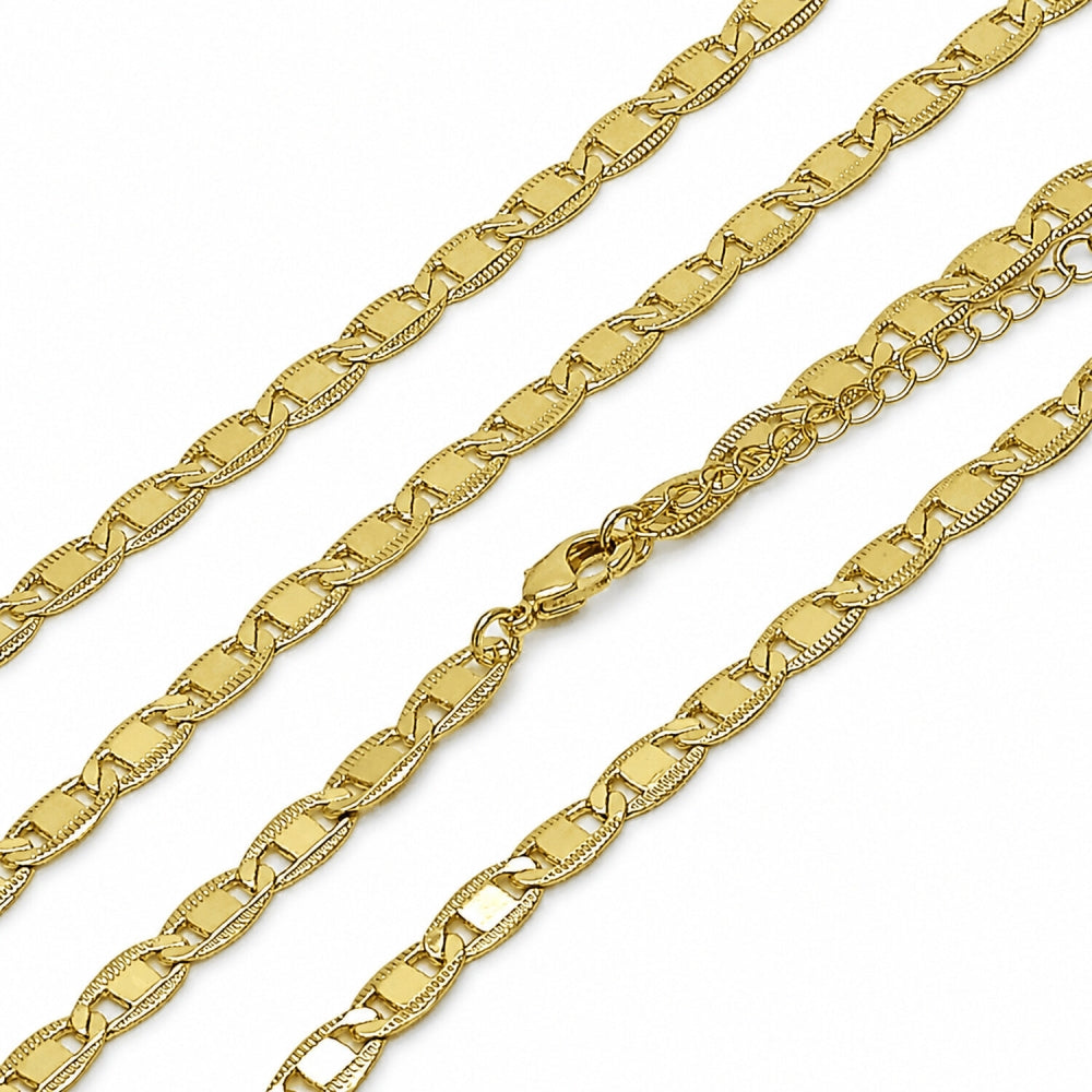 Oro Laminado Basic Anklet, Gold Filled Style Mariner Design, Diamond Cutting Finish, Golden Finish