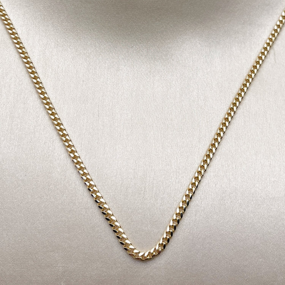 Oro Laminado Basic Anklet, Gold Filled Style Miami Cuban Design, Diamond Cutting Finish, Golden Finish
