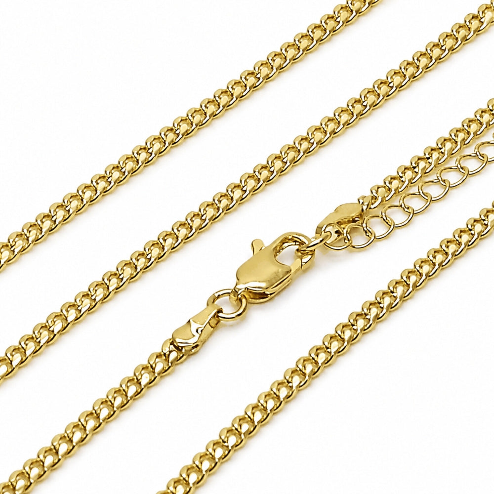 Oro Laminado Basic Anklet, Gold Filled Style Miami Cuban Design, Diamond Cutting Finish, Golden Finish