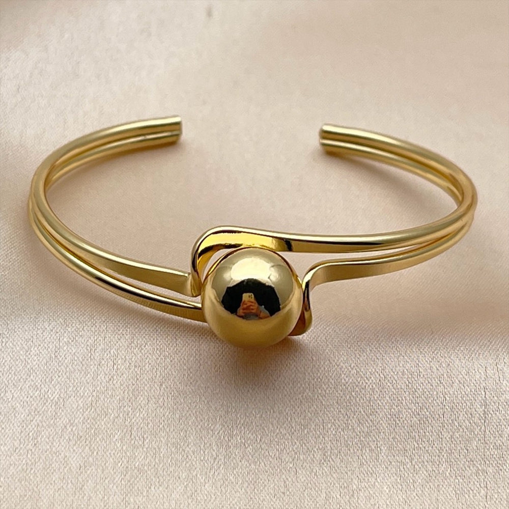 Oro Laminado Individual Bangle, Gold Filled Style Ball Design, Polished, Golden Finish