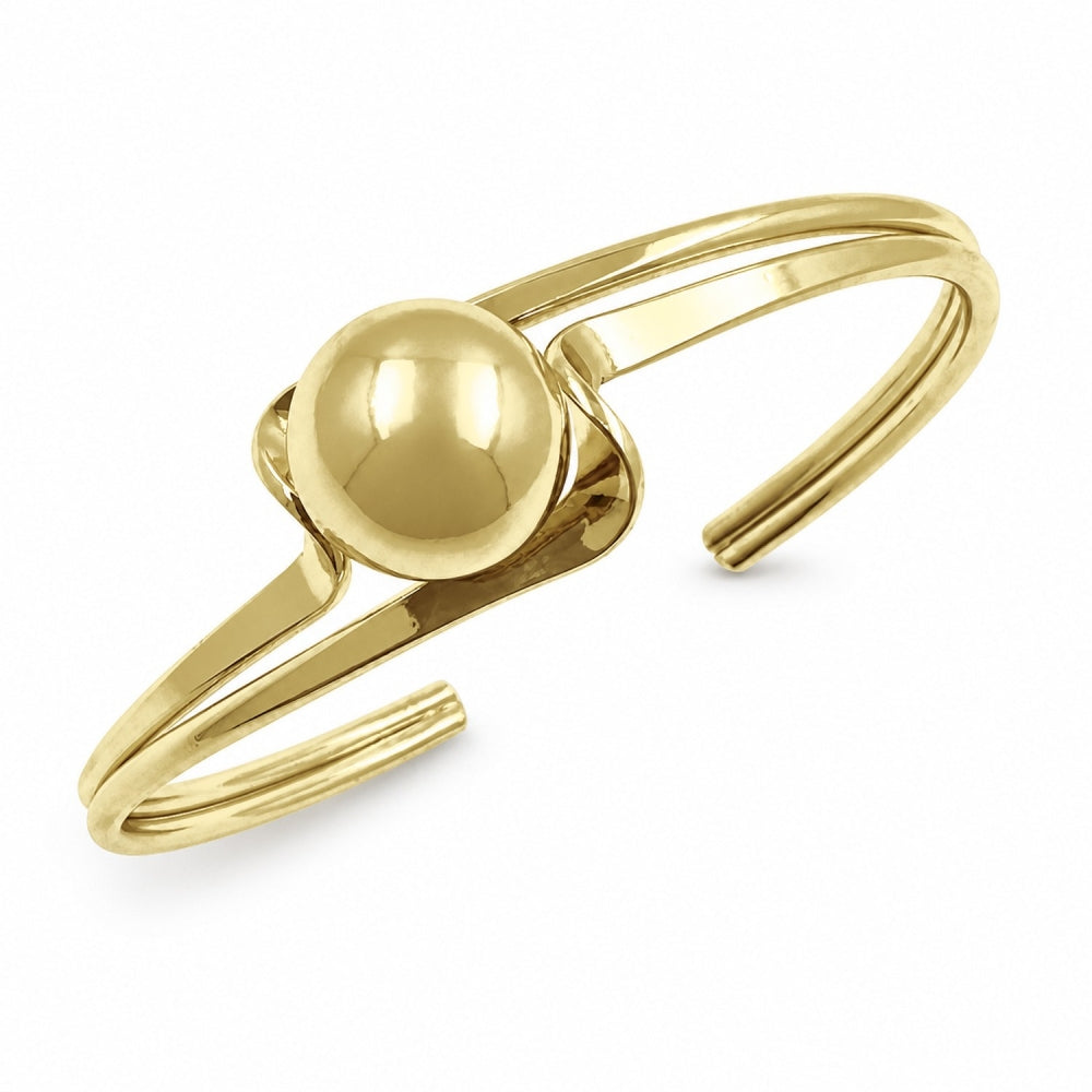Oro Laminado Individual Bangle, Gold Filled Style Ball Design, Polished, Golden Finish