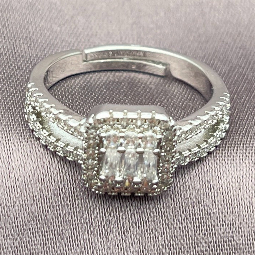 Rhodium Gold Filled Multi Stone Ring, Cluster Design, with White Cubic Zirconia, Polished, Rhodium Finish