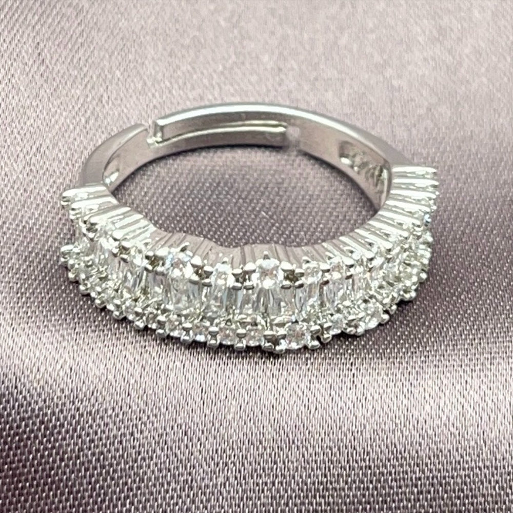 Rhodium Gold Filled Multi Stone Ring, Baguette Design, with White Cubic Zirconia, Polished, Rhodium Finish