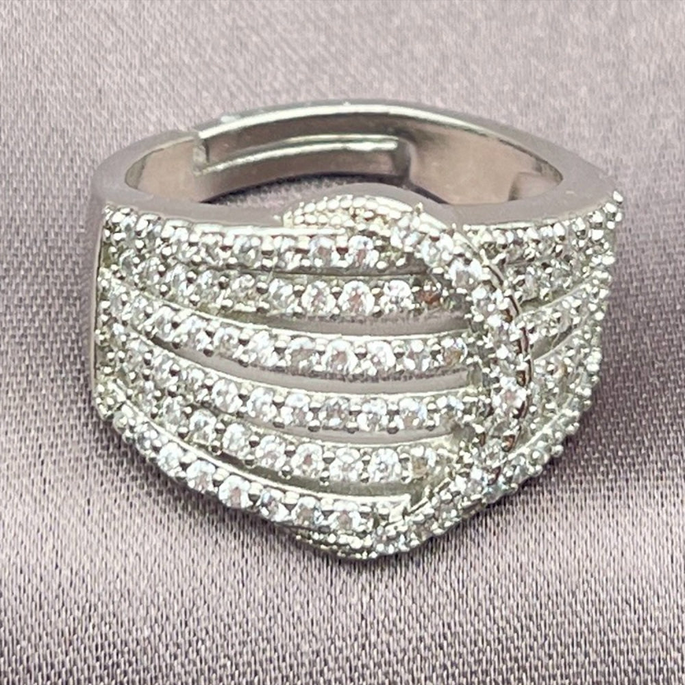 Rhodium Gold Filled Multi Stone Ring, with White Cubic Zirconia, Polished, Rhodium Finish