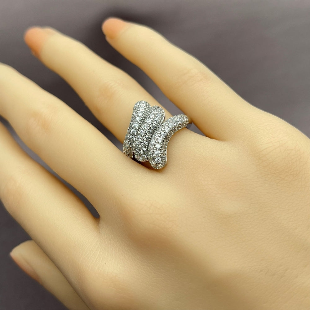Rhodium Gold Filled Multi Stone Ring, with White Cubic Zirconia, Polished, Rhodium Finish