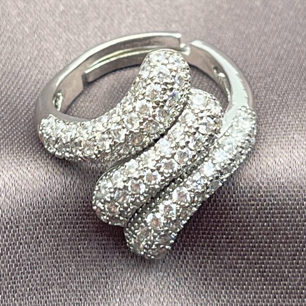 Rhodium Gold Filled Multi Stone Ring, with White Cubic Zirconia, Polished, Rhodium Finish