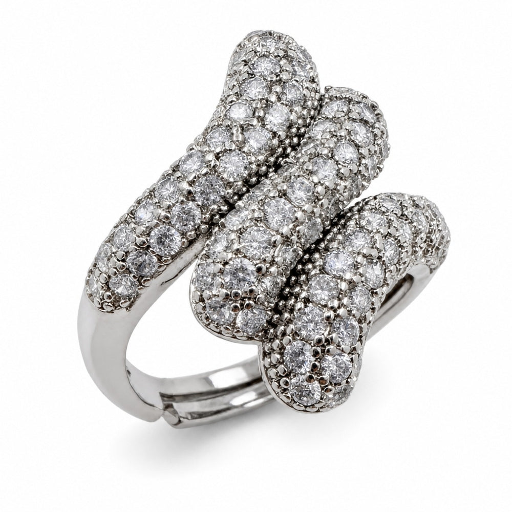 Rhodium Gold Filled Multi Stone Ring, with White Cubic Zirconia, Polished, Rhodium Finish