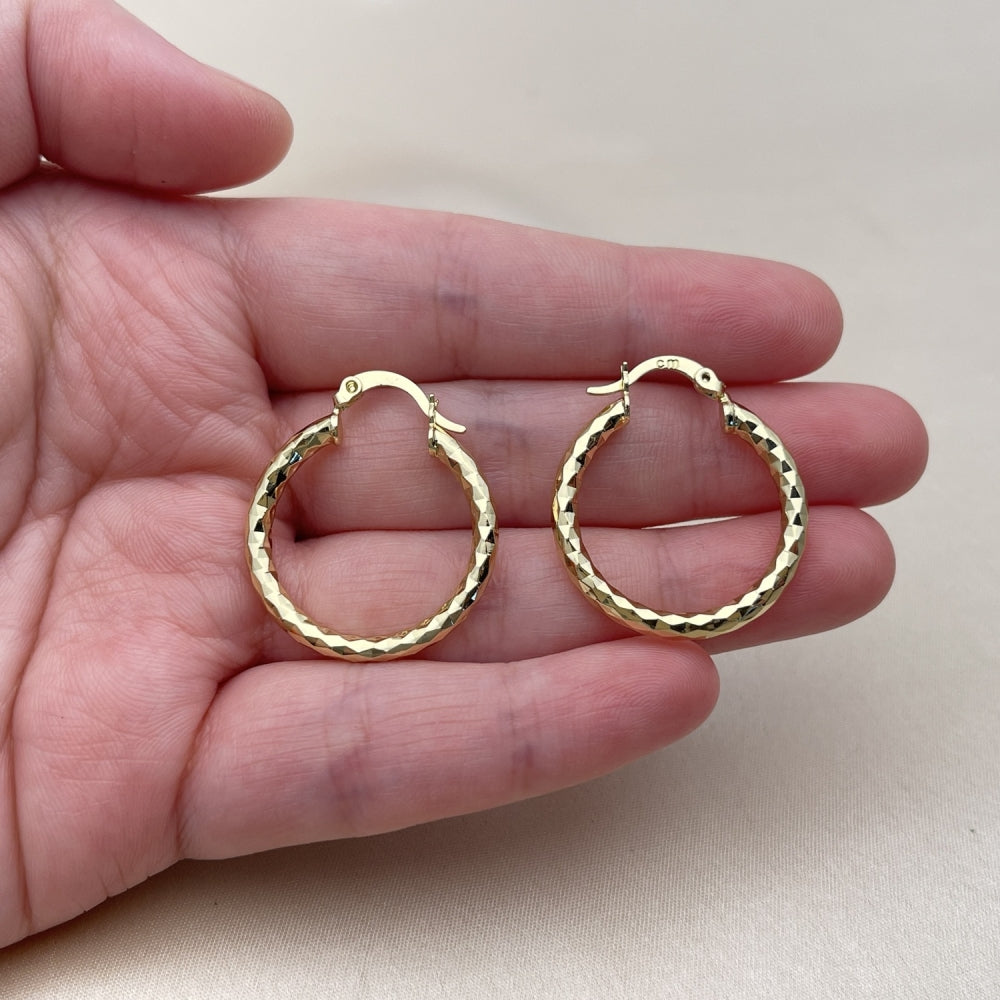 Oro Laminado Small Hoop, Gold Filled Style Hollow Design, Polished, Golden Finish