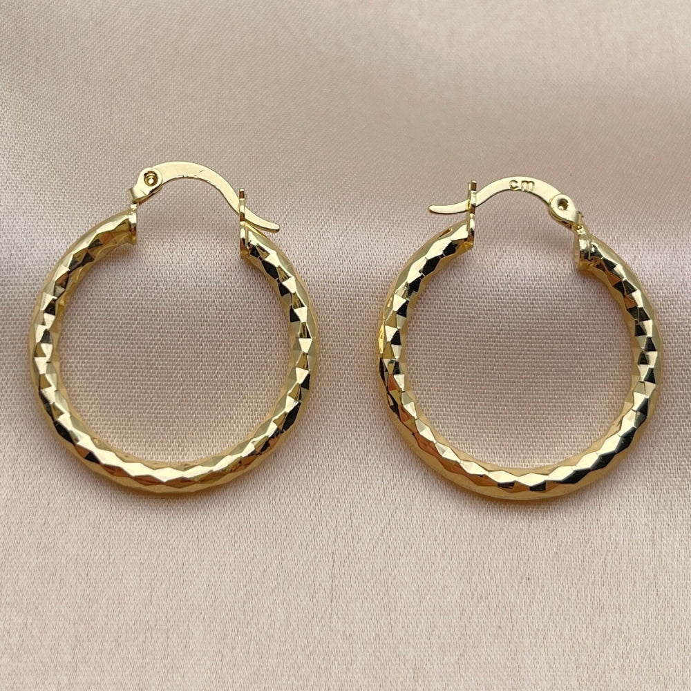 Oro Laminado Small Hoop, Gold Filled Style Hollow Design, Polished, Golden Finish