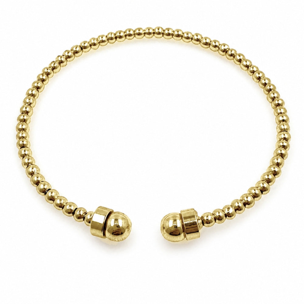 Oro Laminado Individual Bangle, Gold Filled Style Ball and Twist Design, Polished, Golden Finish