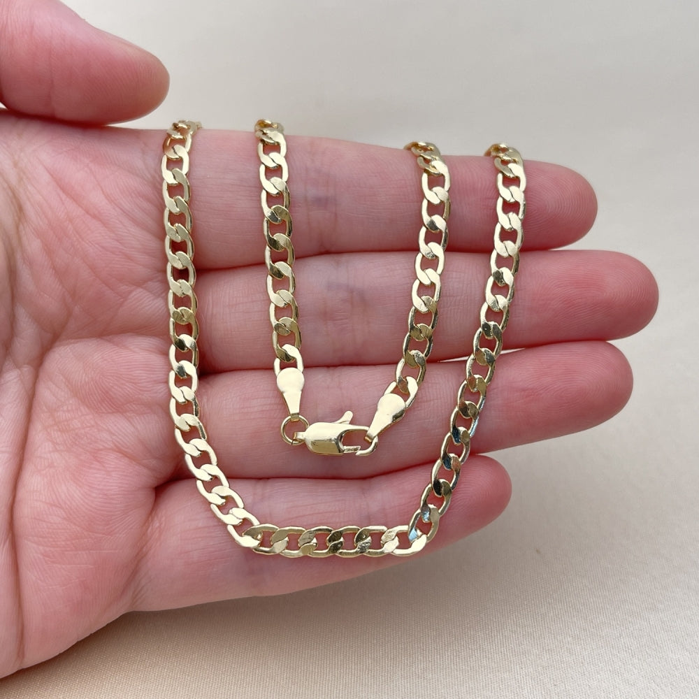 Oro Laminado Basic Necklace, Gold Filled Style Curb Design, Polished, Golden Finish