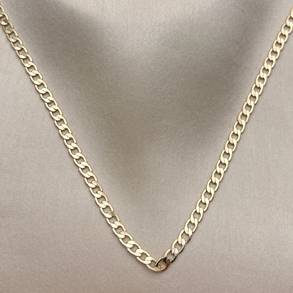 Oro Laminado Basic Necklace, Gold Filled Style Curb Design, Polished, Golden Finish