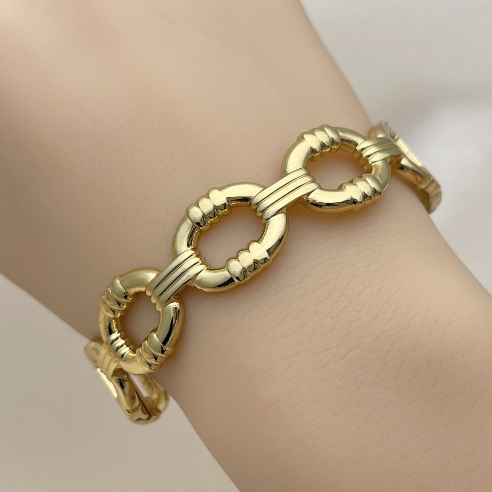 Stainless Steel Individual Bangle, Belt Buckle and Paperclip Design, Polished, Golden Finish