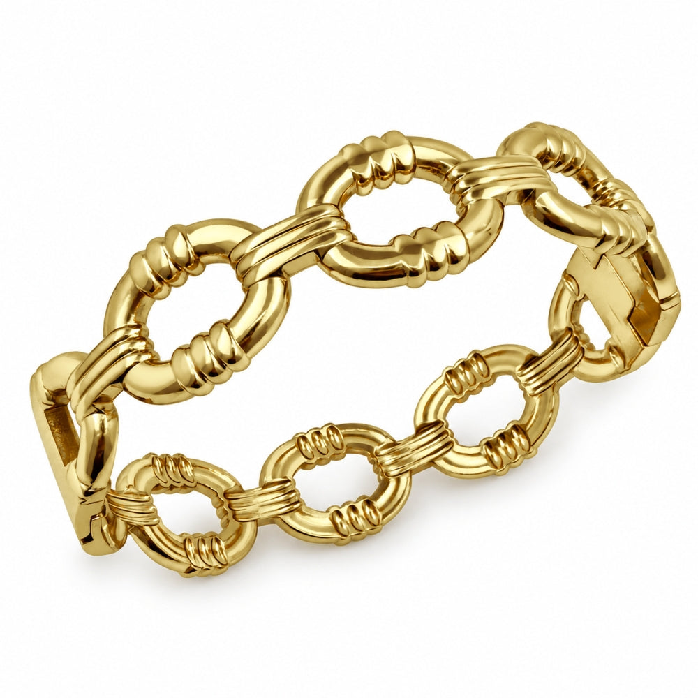Stainless Steel Individual Bangle, Belt Buckle and Paperclip Design, Polished, Golden Finish