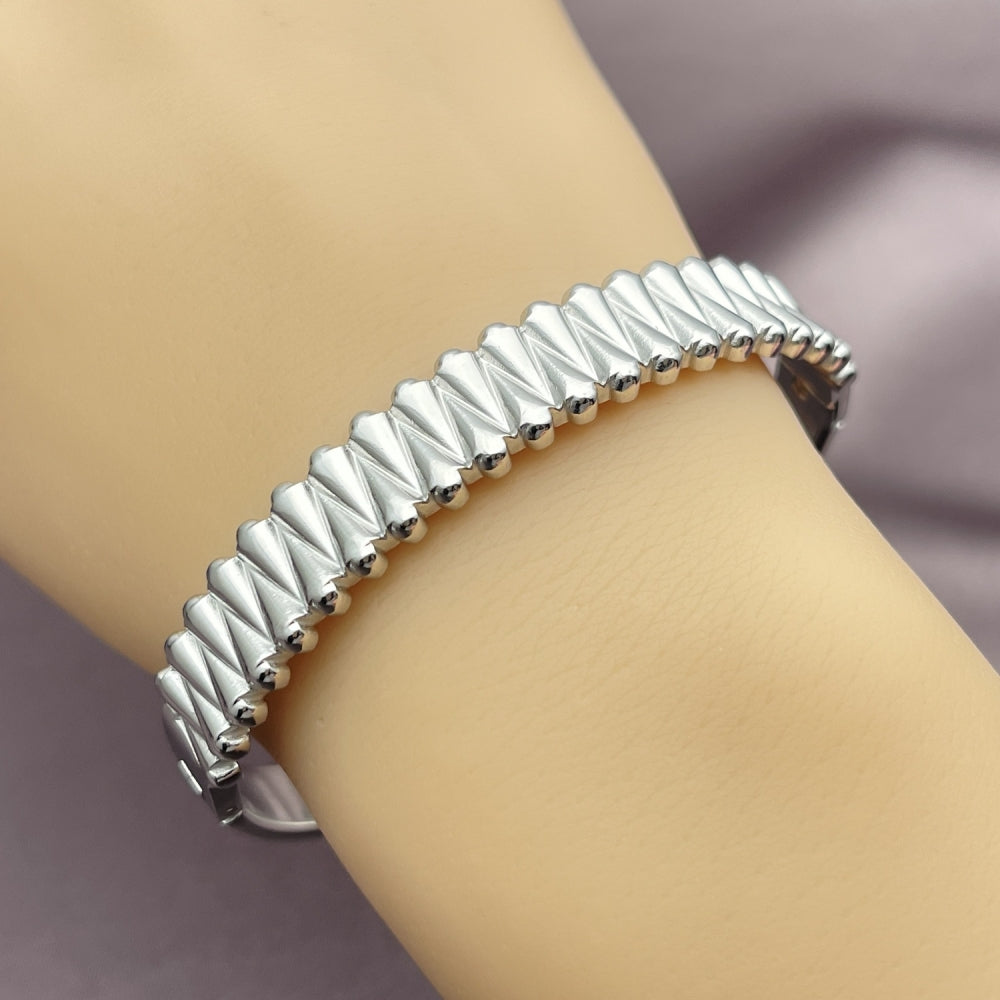 Stainless Steel Individual Bangle, Teardrop Design, Polished, Steel Finish