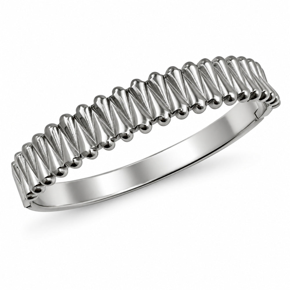 Stainless Steel Individual Bangle, Teardrop Design, Polished, Steel Finish