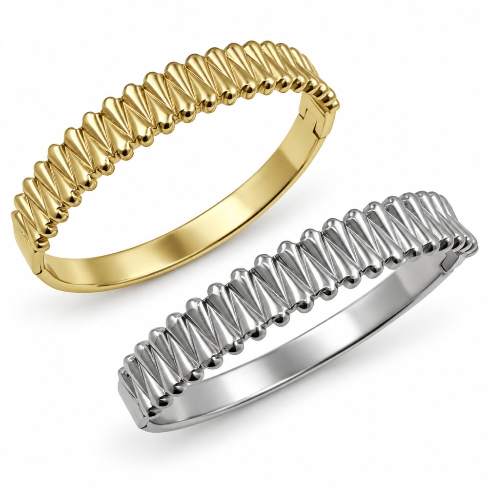Stainless Steel Individual Bangle, Teardrop Design, Polished, Steel Finish