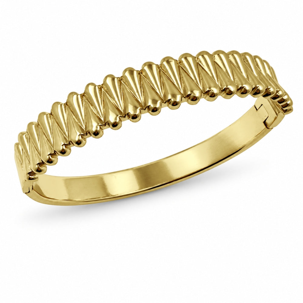 Stainless Steel Individual Bangle, Teardrop Design, Polished, Golden Finish