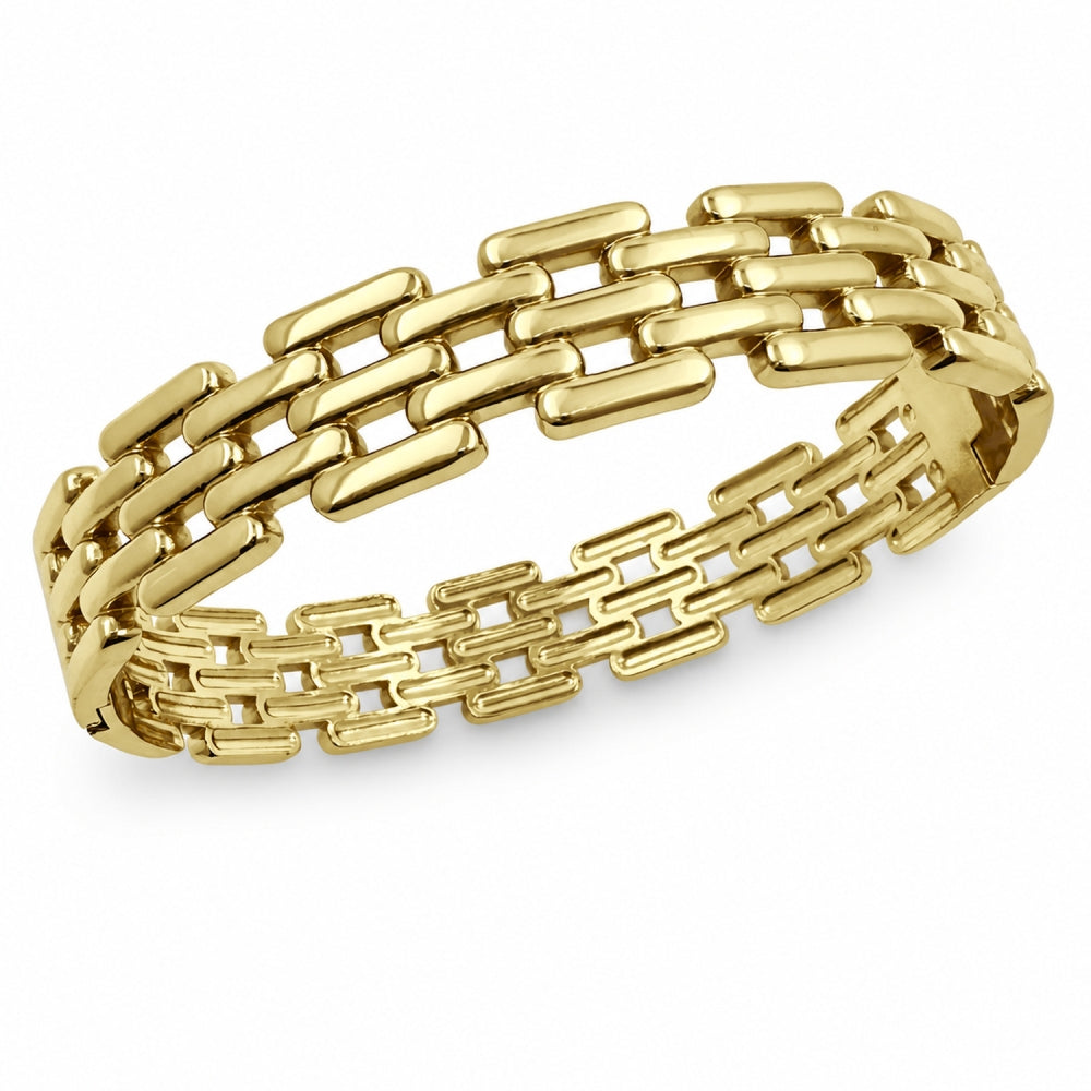 Stainless Steel Individual Bangle, Belt Buckle Design, Polished, Golden Finish