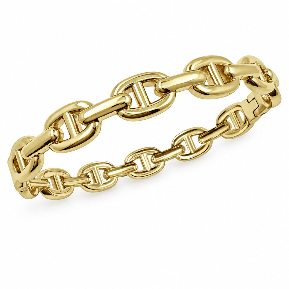 Stainless Steel Individual Bangle, Puff Mariner and Mariner Design, Polished, Golden Finish