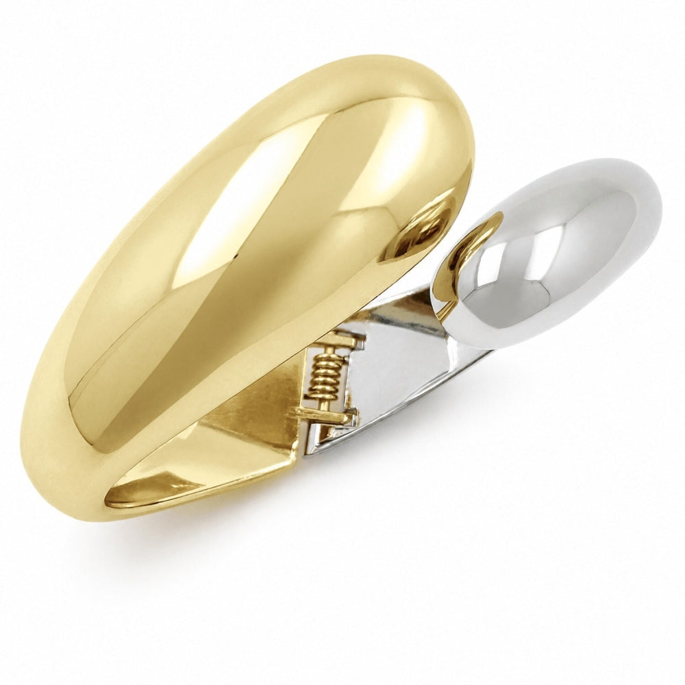 Oro Laminado Individual Bangle, Gold Filled Style Teardrop Design, Polished, Two Tone