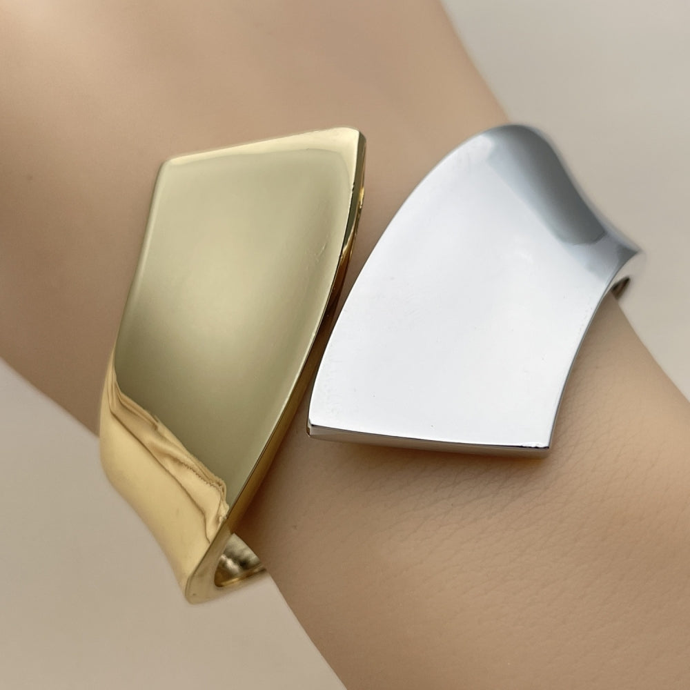 Oro Laminado Individual Bangle, Gold Filled Style Polished, Two Tone