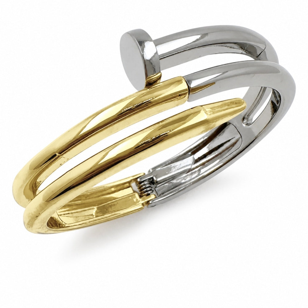 Oro Laminado Individual Bangle, Gold Filled Style Nail Design, Polished, Golden Finish