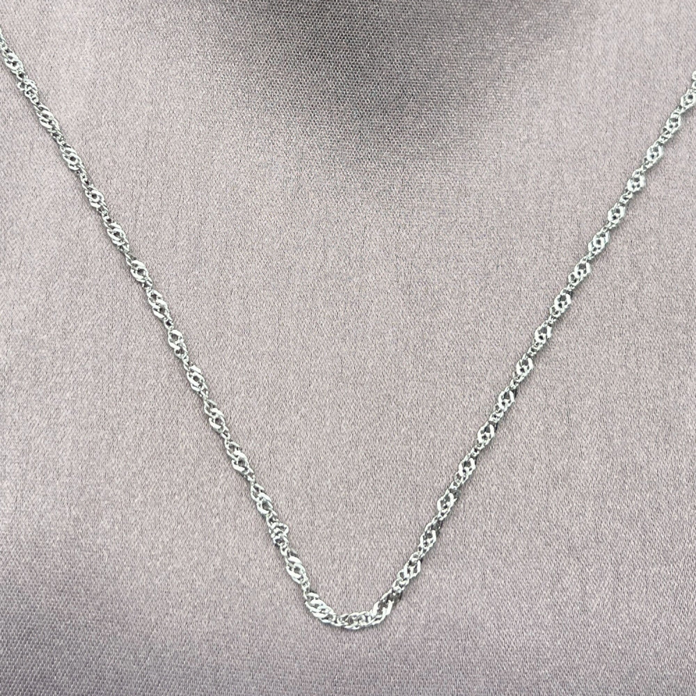 Stainless Steel Basic Necklace, Singapore Design, Polished, Steel Finish