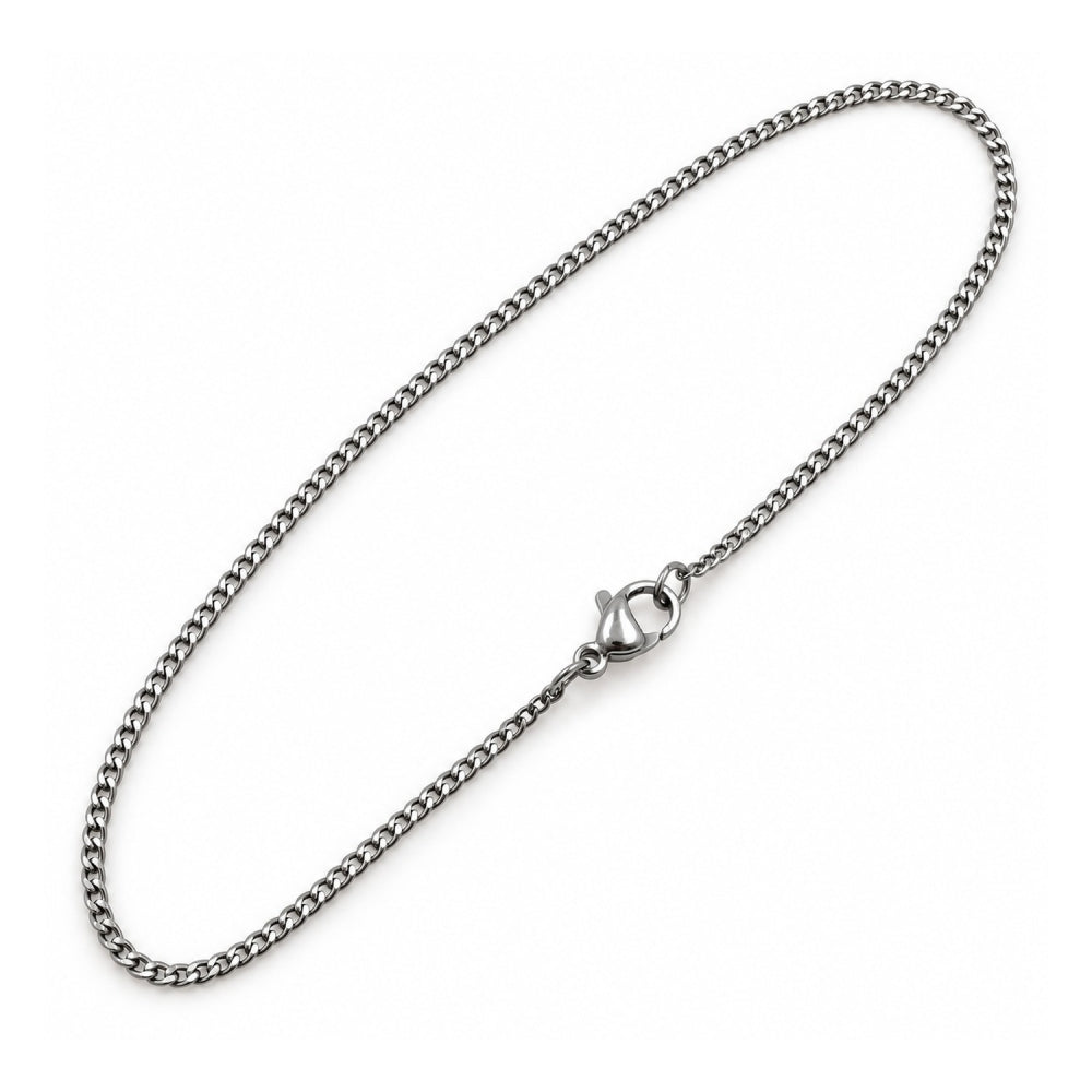 Stainless Steel Basic Necklace, Miami Cuban Design, Diamond Cutting Finish, Steel Finish