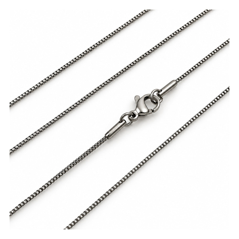 Stainless Steel Basic Necklace, Box Design, Polished, Steel Finish