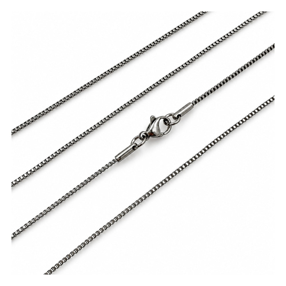 Stainless Steel Basic Necklace, Box Design, Polished, Steel Finish