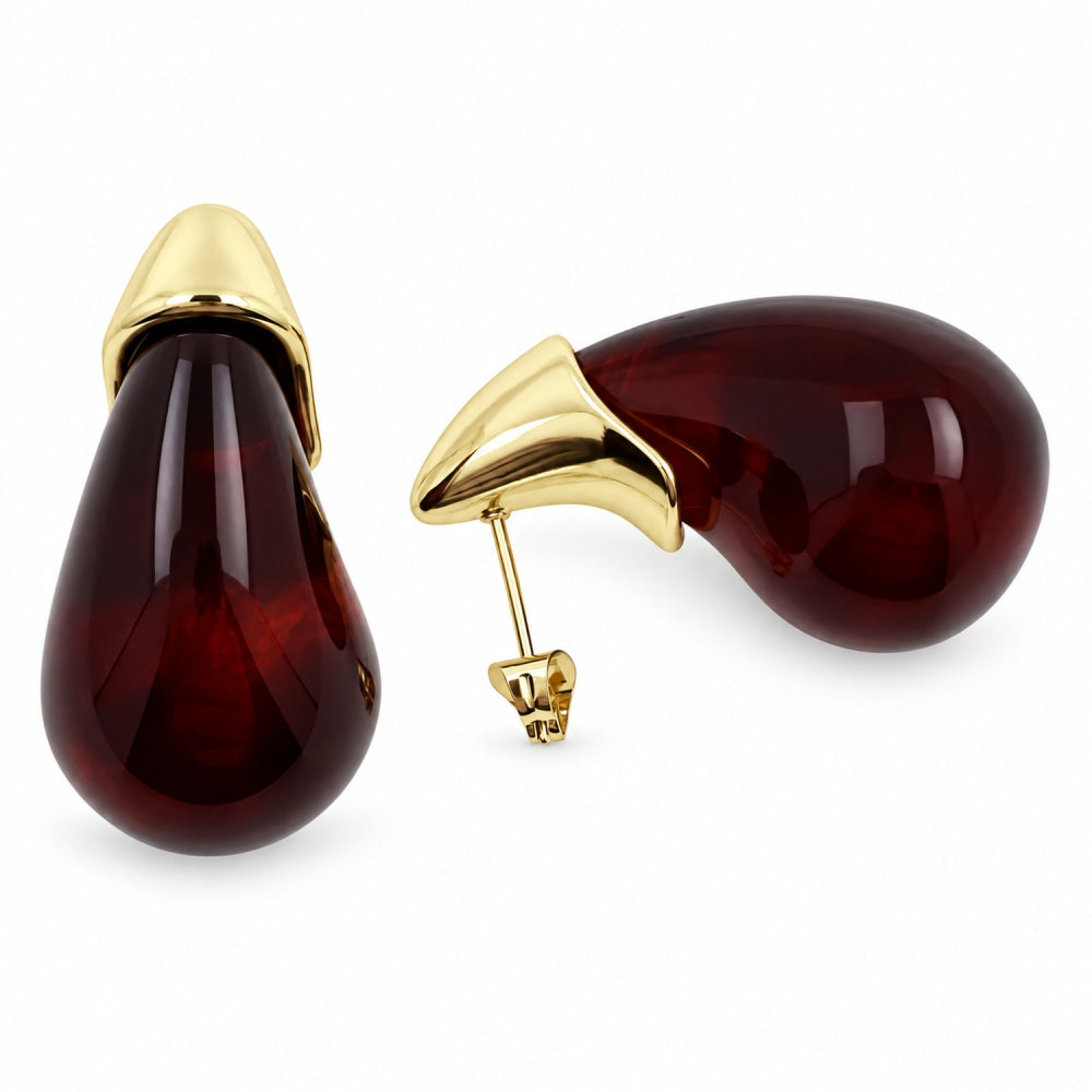 Oro Laminado Stud Earring, Gold Filled Style Teardrop Design, Polished, Golden Finish