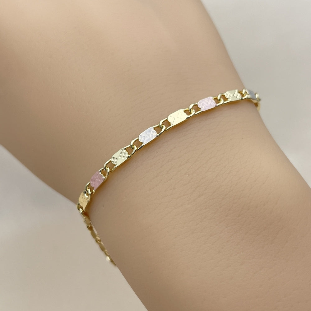 Oro Laminado Basic Bracelet, Gold Filled Style Mariner Design, Polished, Tricolor