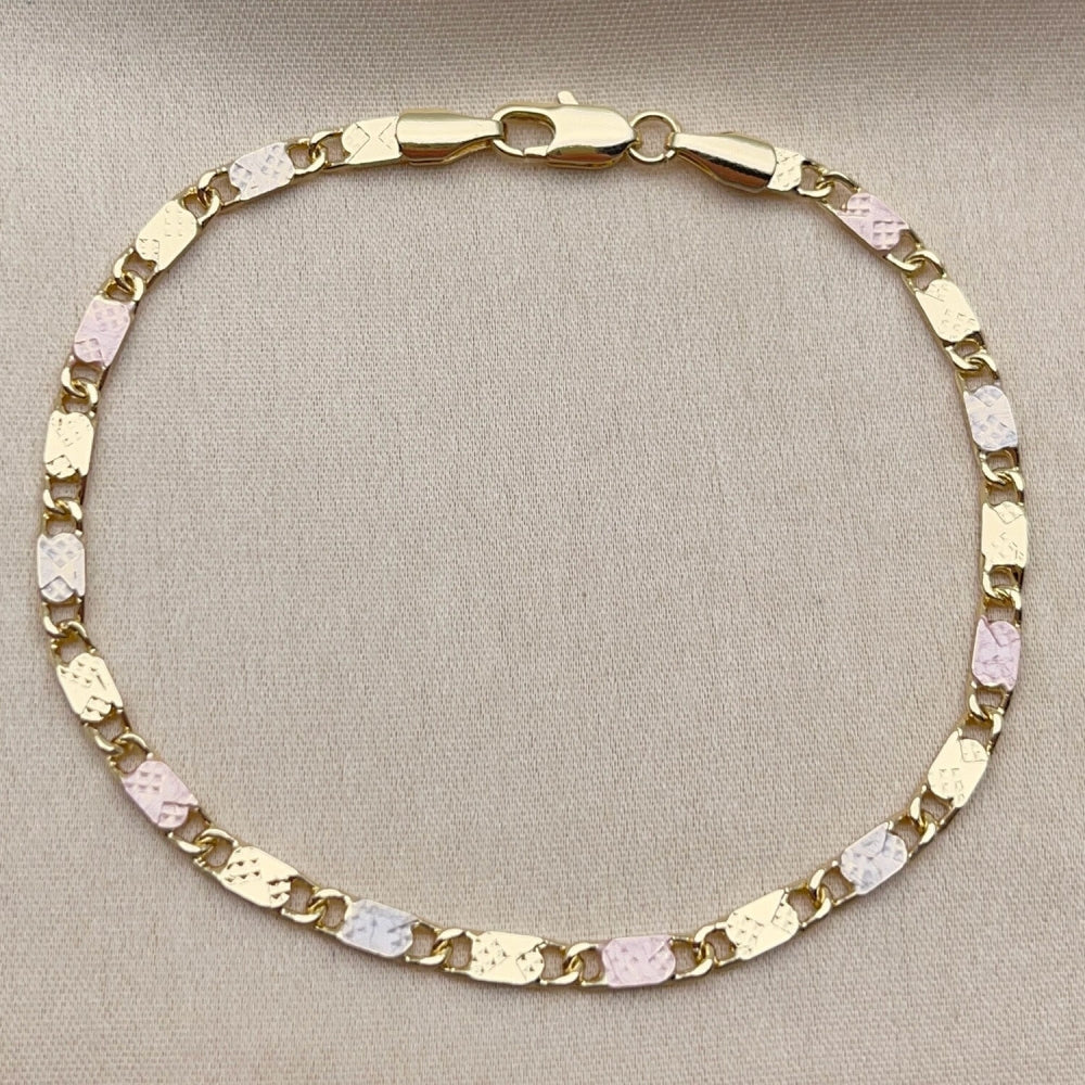 Oro Laminado Basic Bracelet, Gold Filled Style Mariner Design, Polished, Tricolor