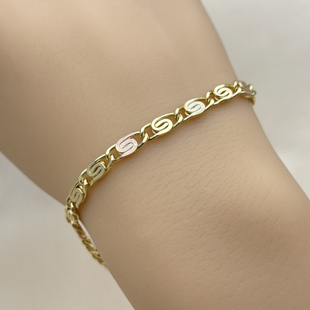 Oro Laminado Fancy Bracelet, Gold Filled Style Polished, Tricolor