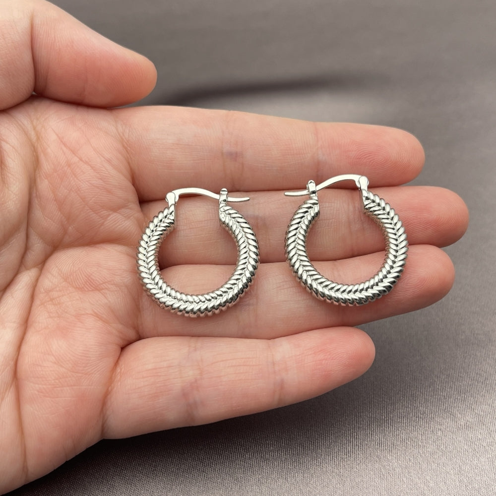 White Gold Filled Small Hoop, Polished, Rhodium Finish