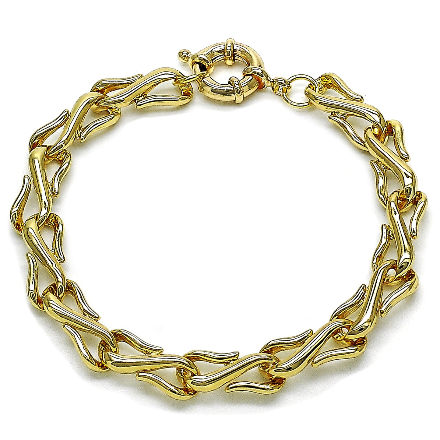 Gold Plated Gold Filled Oro Laminado Oro Laminado Fancy Bracelet, Gold Filled Style Infinite Design, Polished, Golden 