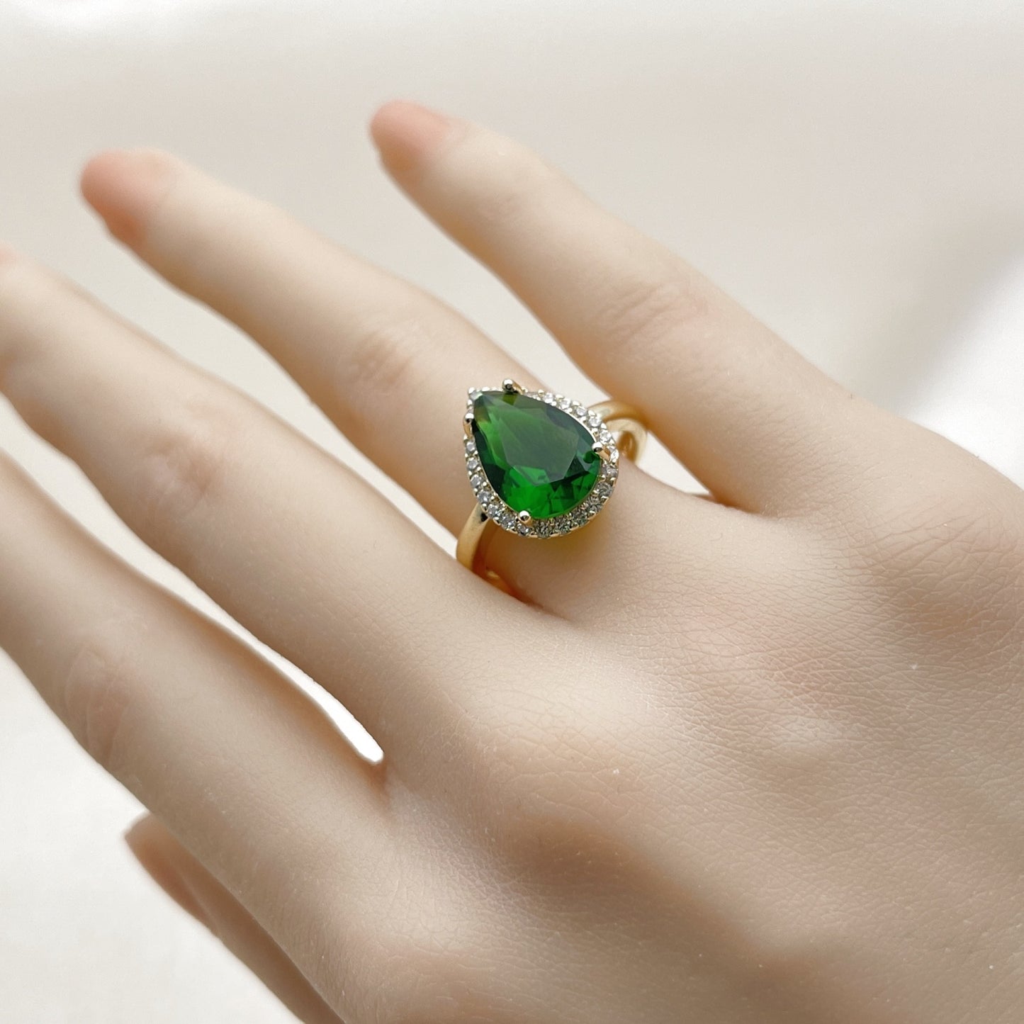 Oro Laminado Multi Stone Ring, Gold Filled Style Teardrop and Cluster Design, Polished, Golden