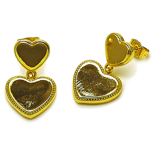 Gold Plated Gold Filled Oro Laminado Oro Laminado Dangle Earring, Gold Filled Style Heart Design, Polished, Golden 
