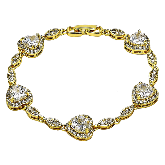 Oro Laminado Tennis Bracelet, Gold Filled Style Cluster Design, with Multicolor and White Cubic Zirconia, Polished, Golden Finish
