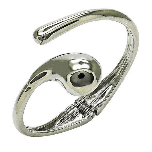Rhodium Plated Individual Bangle, Teardrop Design, Polished, Rhodium Finish