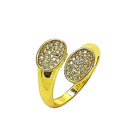 Oro Laminado Multi Stone Ring, Gold Filled Style with White Cubic Zirconia, Polished, Golden