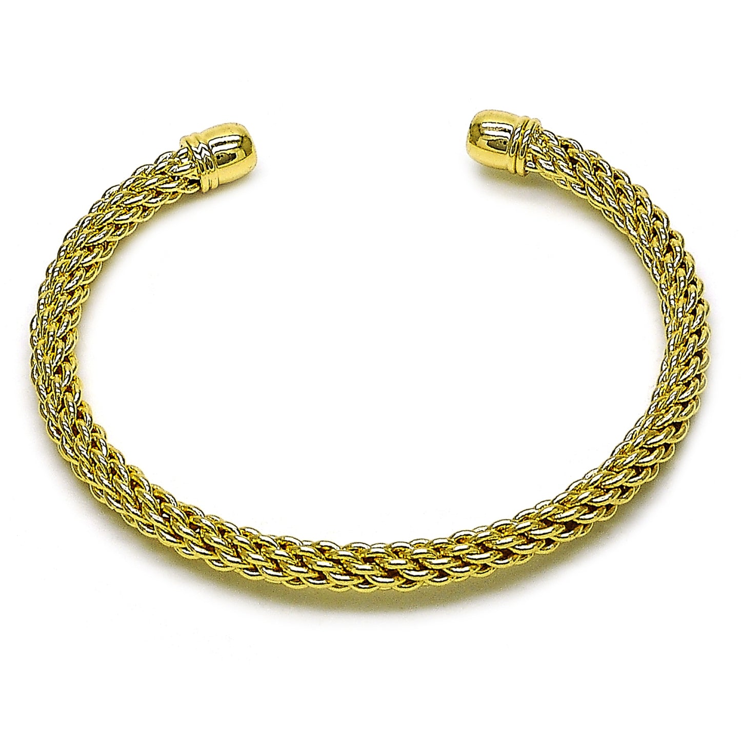 Oro Laminado Individual Bangle, Gold Filled Style Rope and Twist Design, Polished, Golden Finish