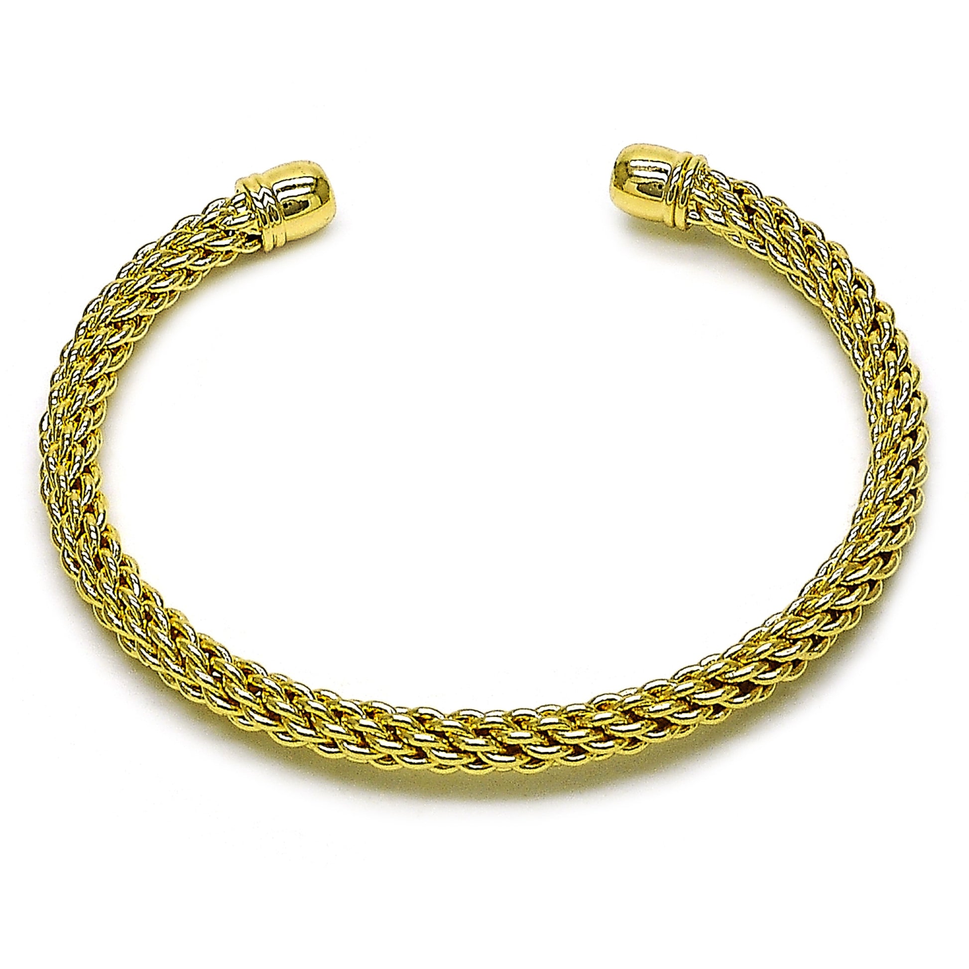 Oro Laminado Individual Bangle, Gold Filled Style Rope and Twist Design, Polished, Golden Finish