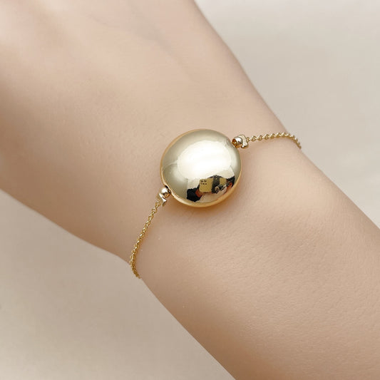 Oro Laminado Fancy Bracelet, Gold Filled Style Ball and Hollow Design, Polished, Golden