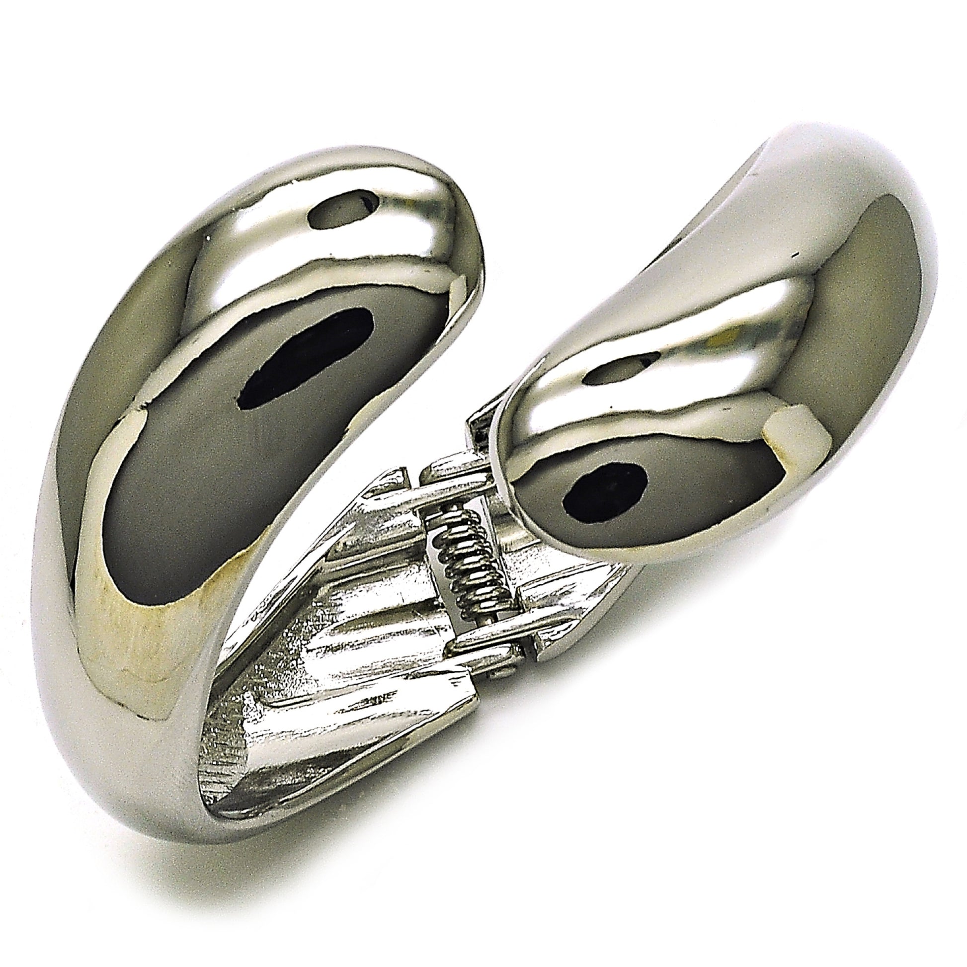 Rhodium Plated Individual Bangle, Teardrop Design, Polished, Rhodium Finish