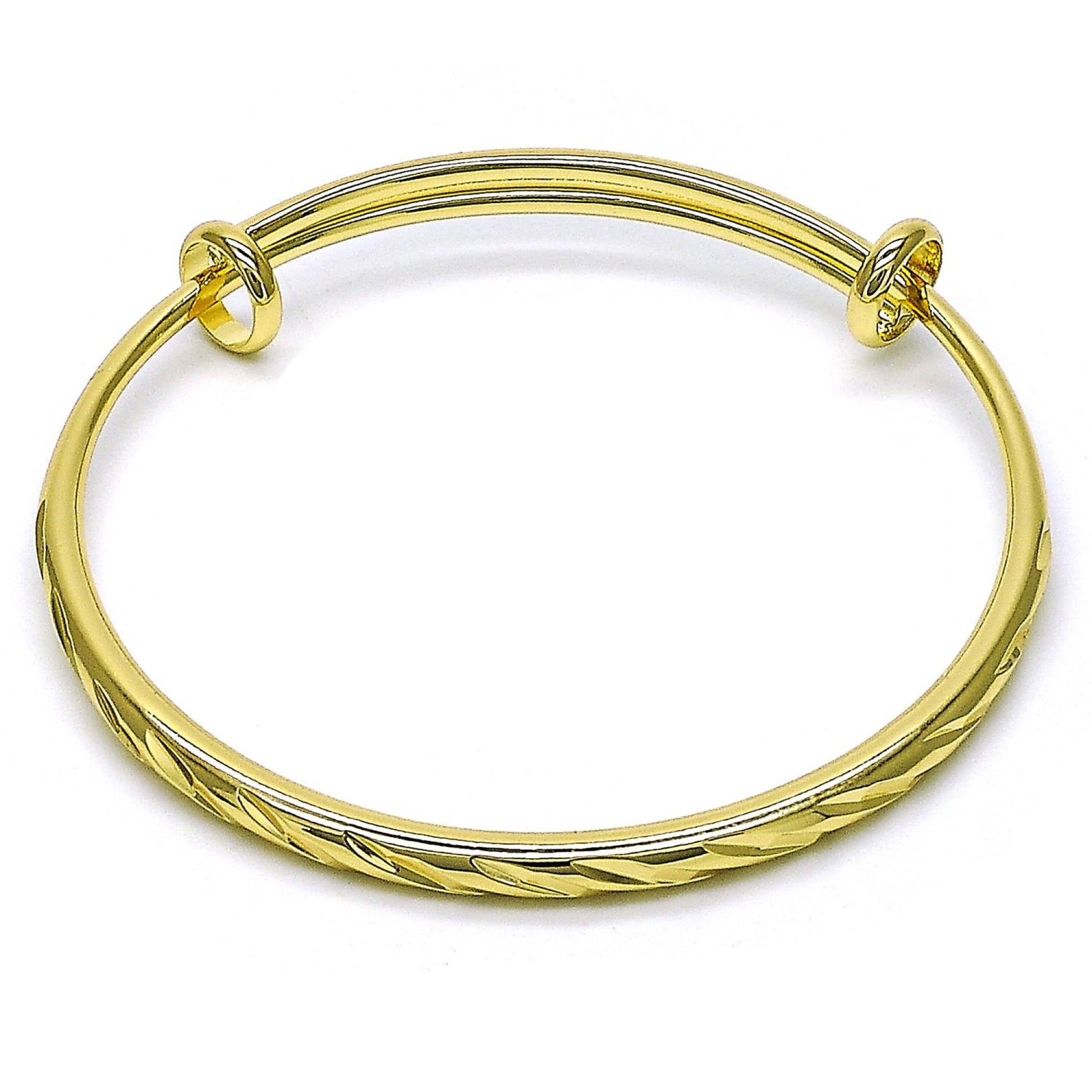 Oro Laminado Individual Bangle, Gold Filled Style Diamond Cutting Finish